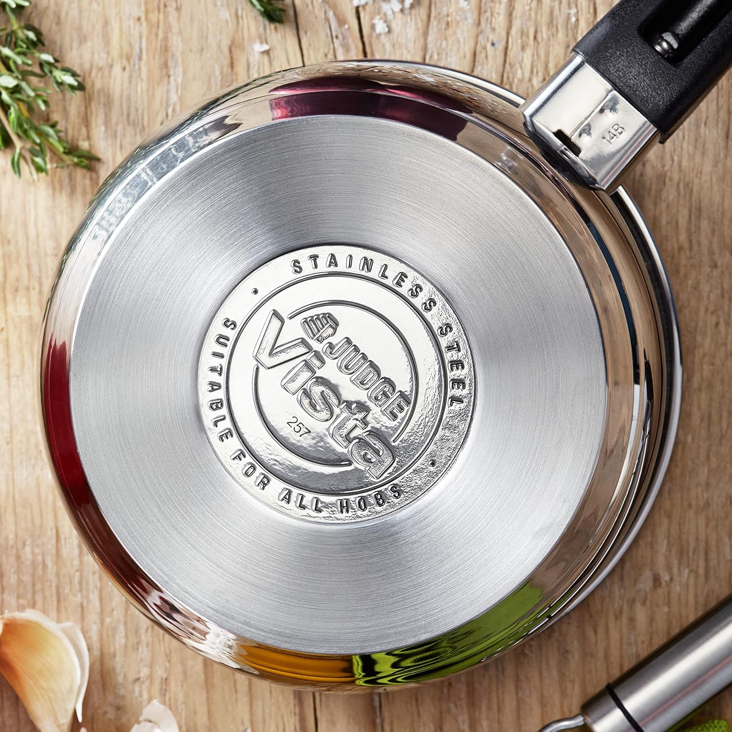 Judge Vista Original stainless steel saucepan with black handle, 5 piece set