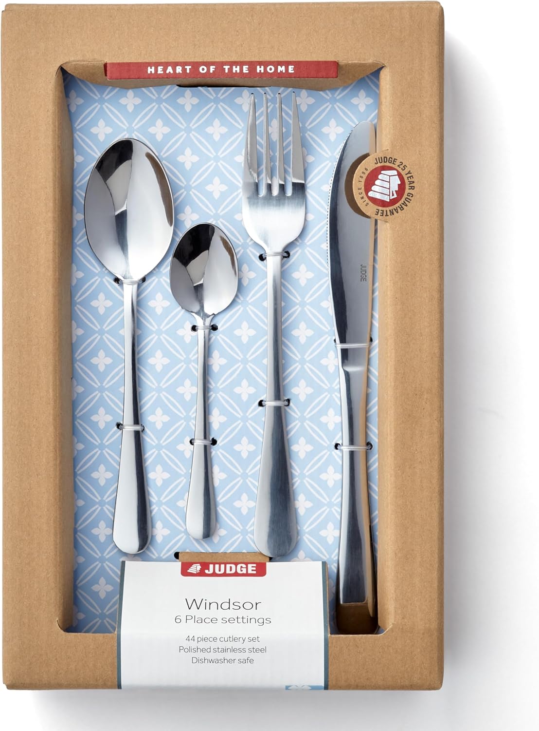 Judge Windsor 18/0 stainless steel cutlery 44-piece set with spoons and forks