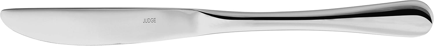 Judge Windsor 18/0 stainless steel dinner knife with curved black handle