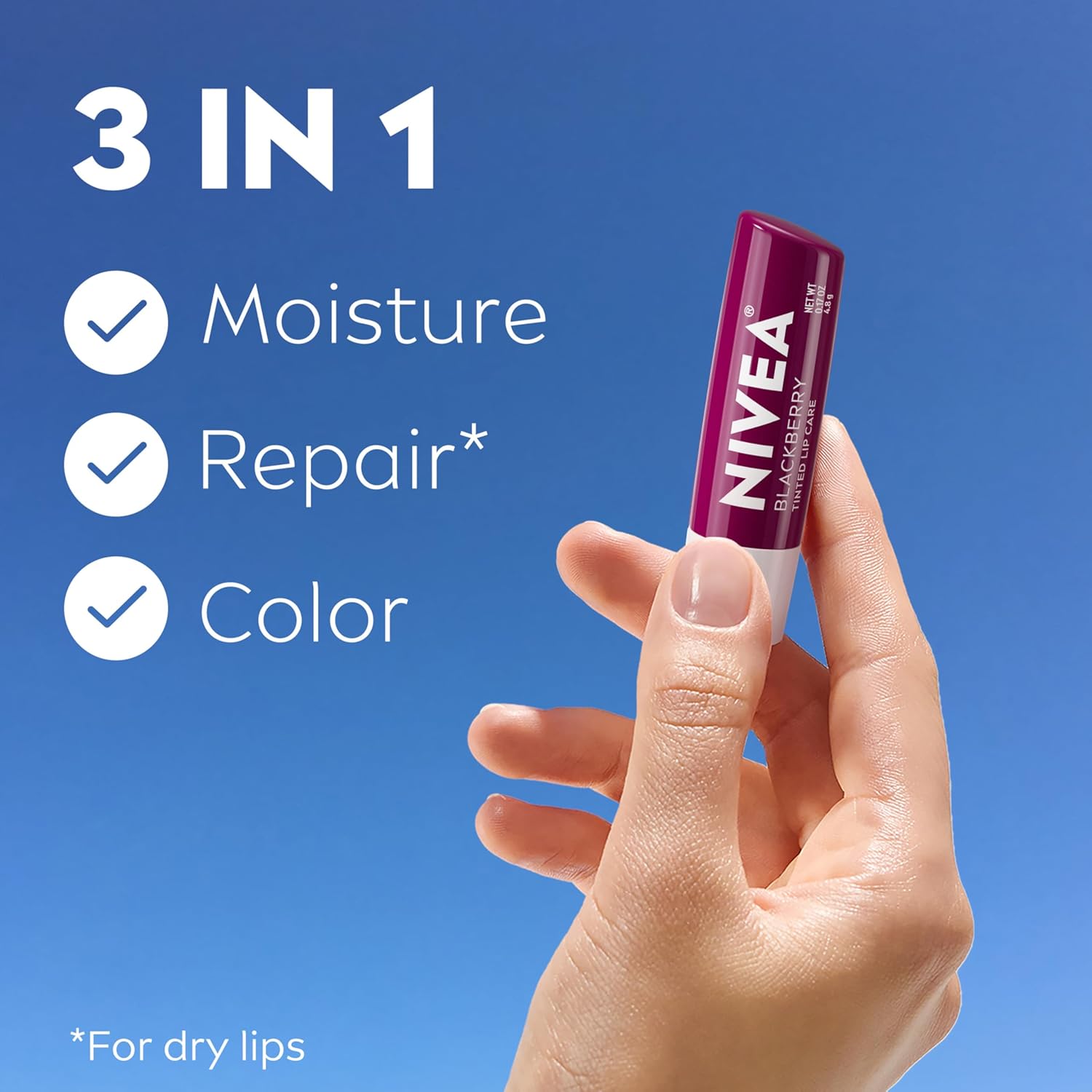 Nivea Lip Care blackberry flavour lip balm 0.17oz stick