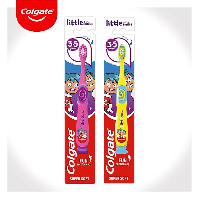 Colgate Little Smiles 3-5 years toothbrush, purple and yellow with suction cup