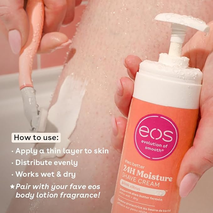 Eos Shea Better 24H Moisture Shave Cream pink citrus 207ml pump bottle