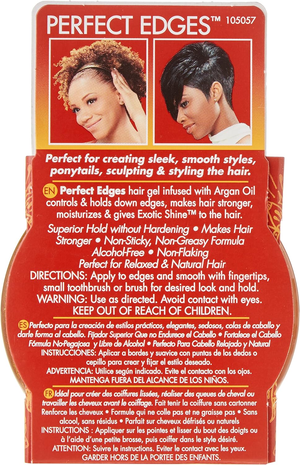 Perfect Edges hair gel infused with Argan Oil for edge control and styling