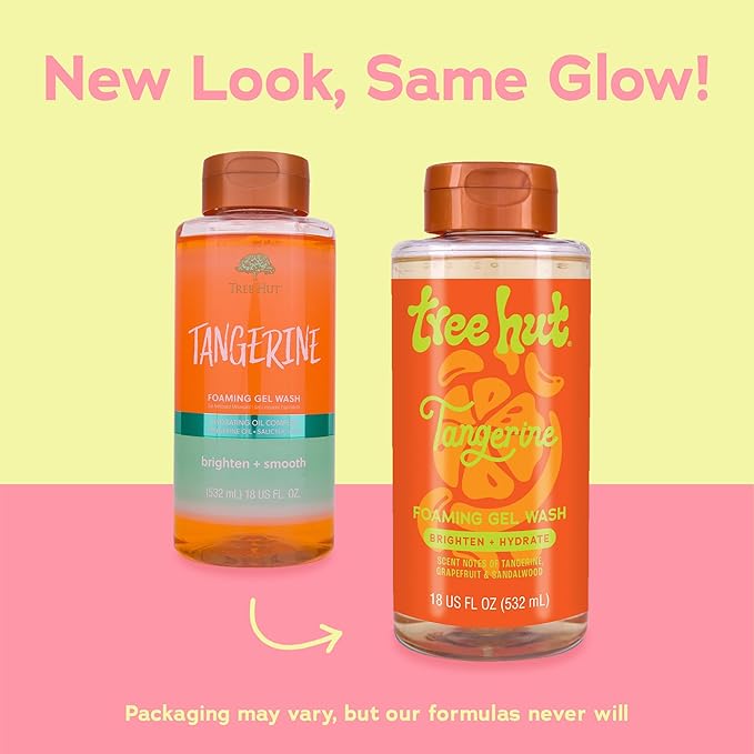 Tree Hut Tangerine foaming gel body wash 532 ml bottle with copper cap