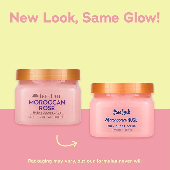 Tree Hut Moroccan Rose Shea Sugar Scrub 510g pink jar with copper lid