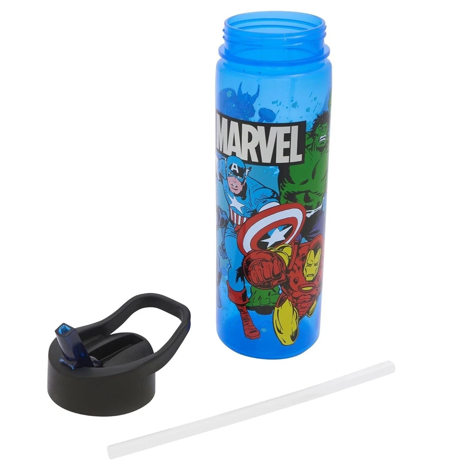 Polar Gear Marvel Energized blue sports bottle 600ml with black lid and straw