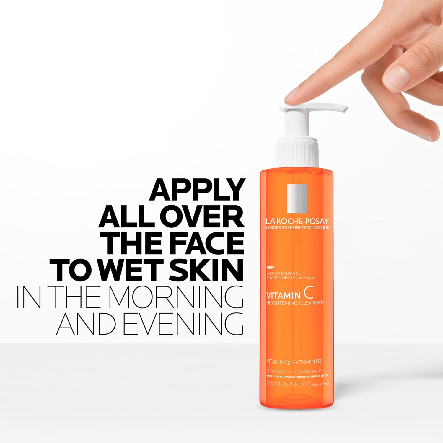 La Roche-Posay Vitamin C Brightening Cleanser 200ml orange pump bottle