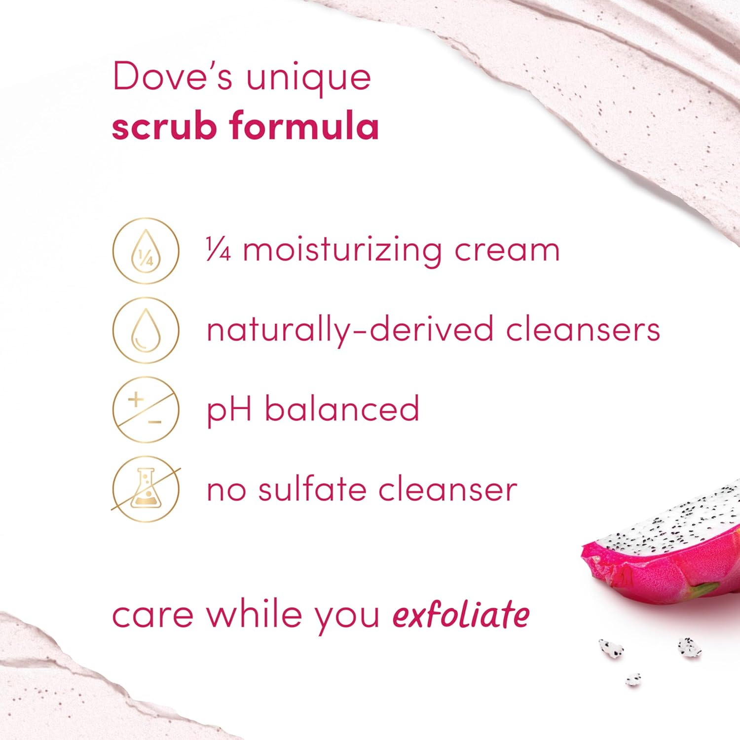 Dove Exfoliating Body Scrub Dragon Fruit Coconut Cream with moisturising formula