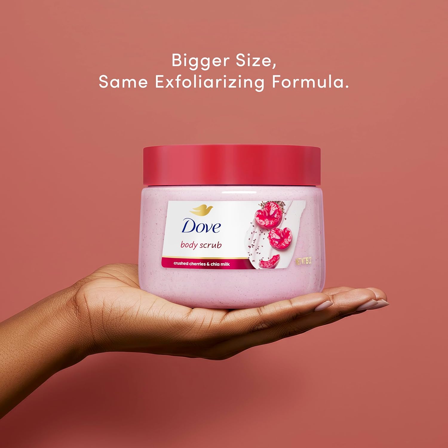 Dove Exfoliating Body Scrub Crushed Cherries Chia Milk 425g pink jar