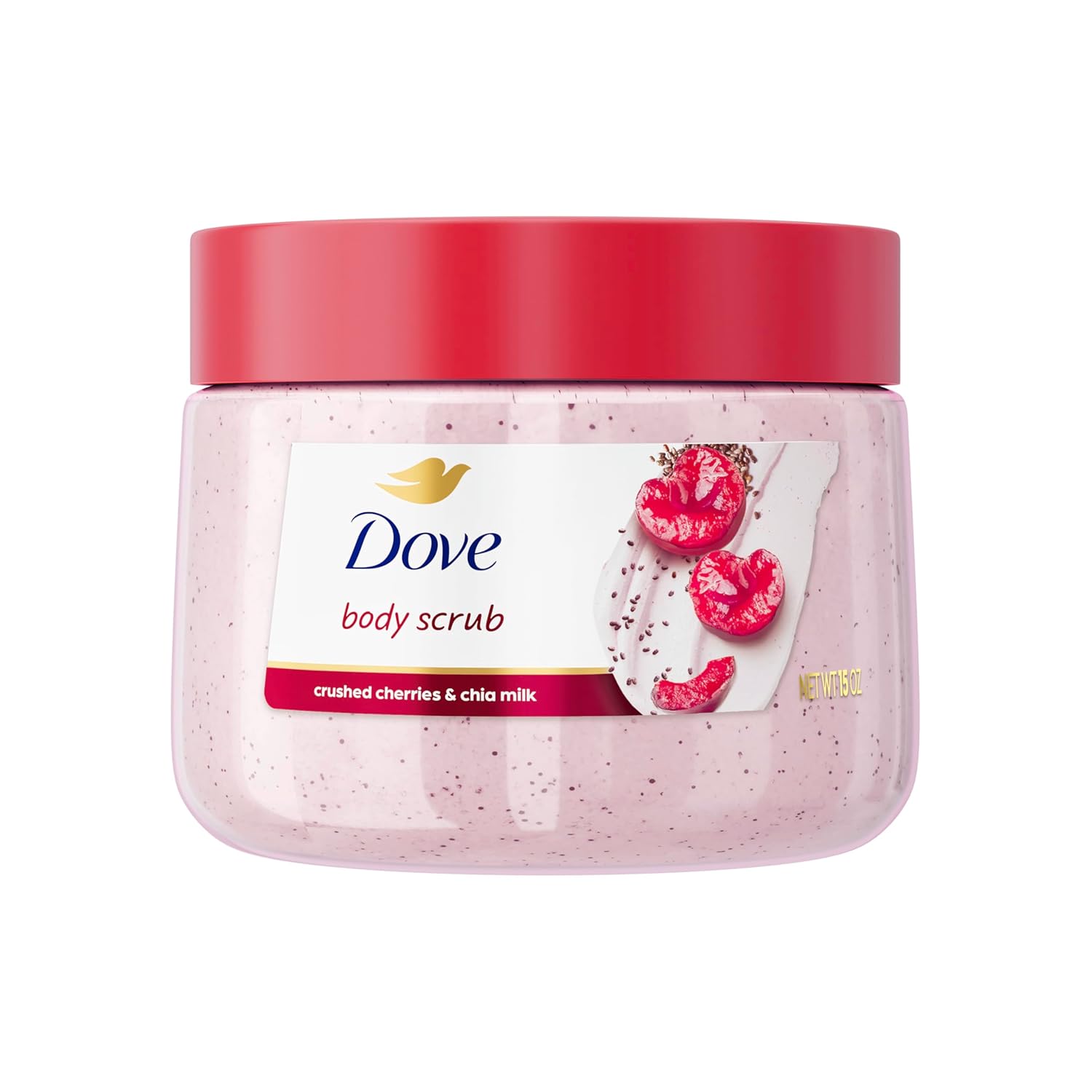 Dove exfoliating body scrub Crushed Cherries Chia Milk 425g pink jar