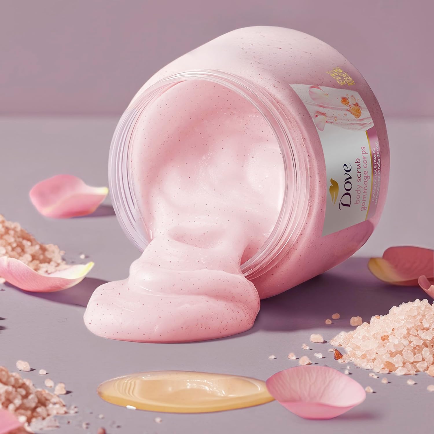 Dove Himalayan Salt and Rose Oil Body Scrub 425g exfoliating pink scrub