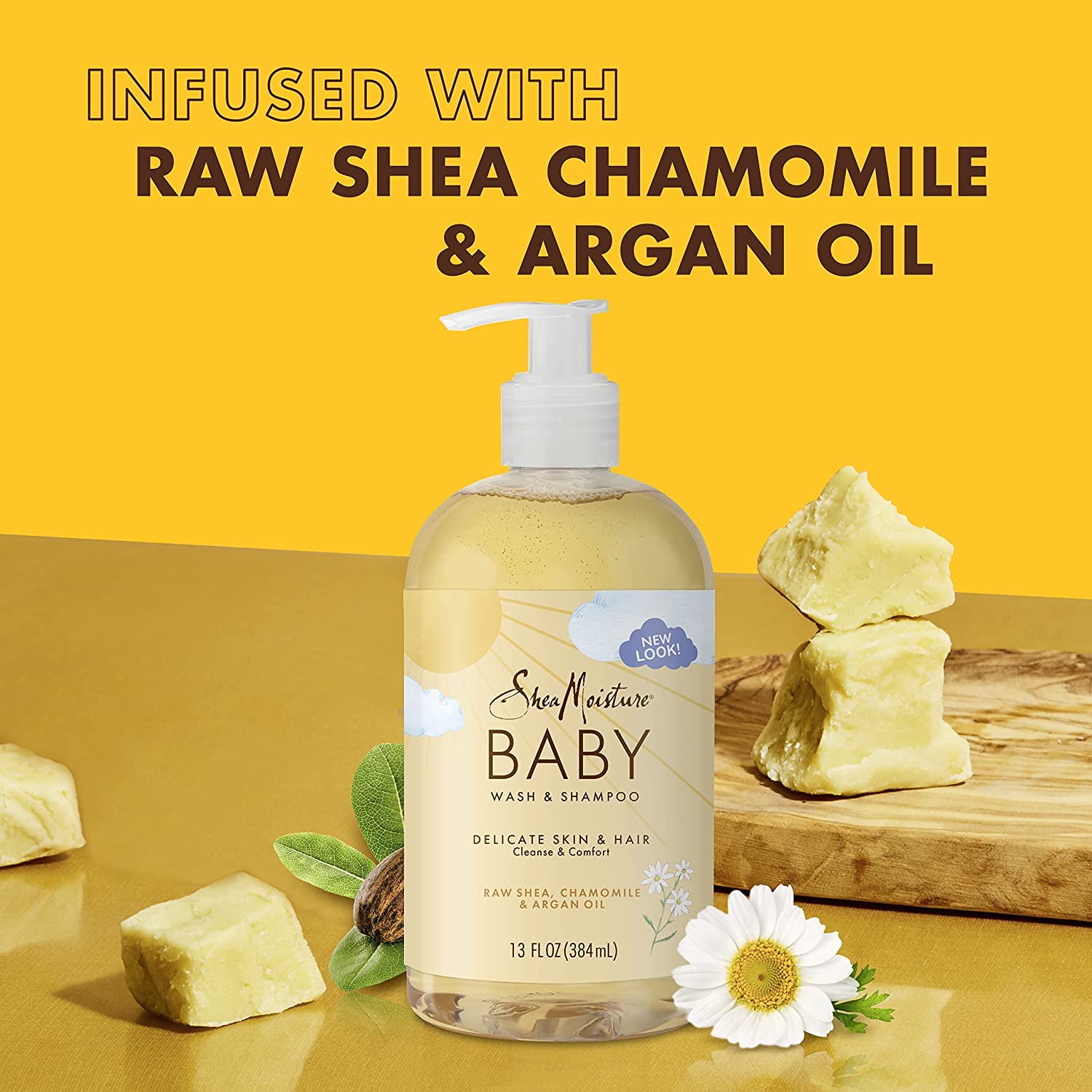 SheaMoisture Baby Wash & Shampoo with Raw Shea, Chamomile & Argan Oil 384ml bottle