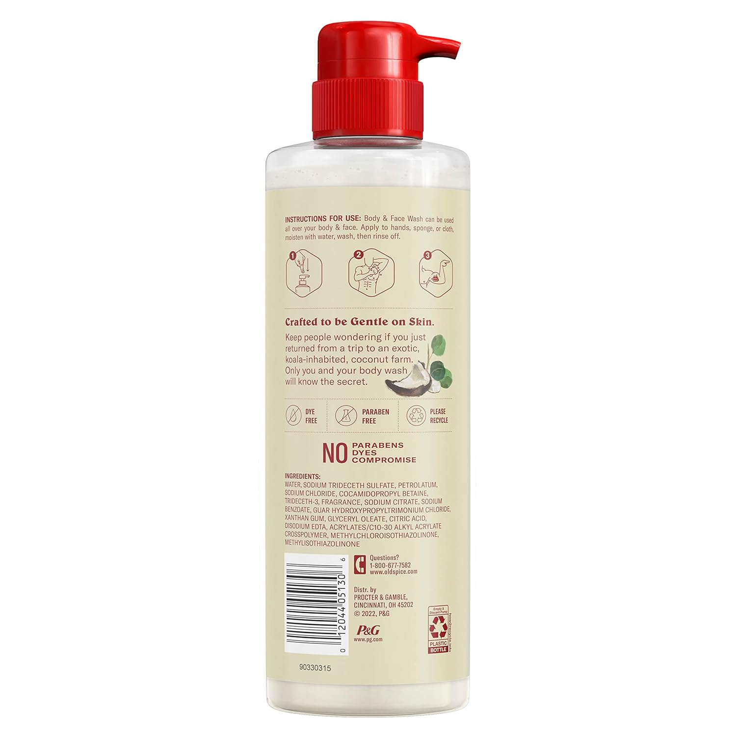 Old Spice GentleMan's Blend body wash with eucalyptus and coconut oil pump bottle
