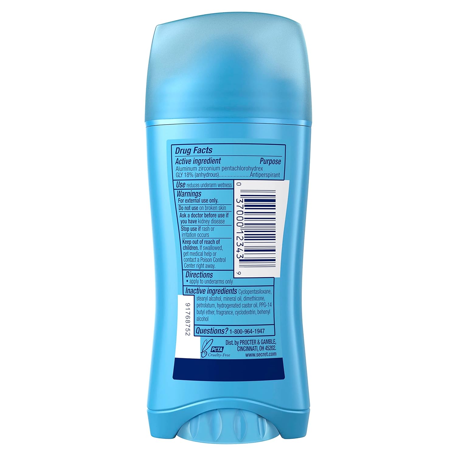 Secret Invisible Solid Antiperspirant Deodorant Powder Fresh scent 73g light blue stick