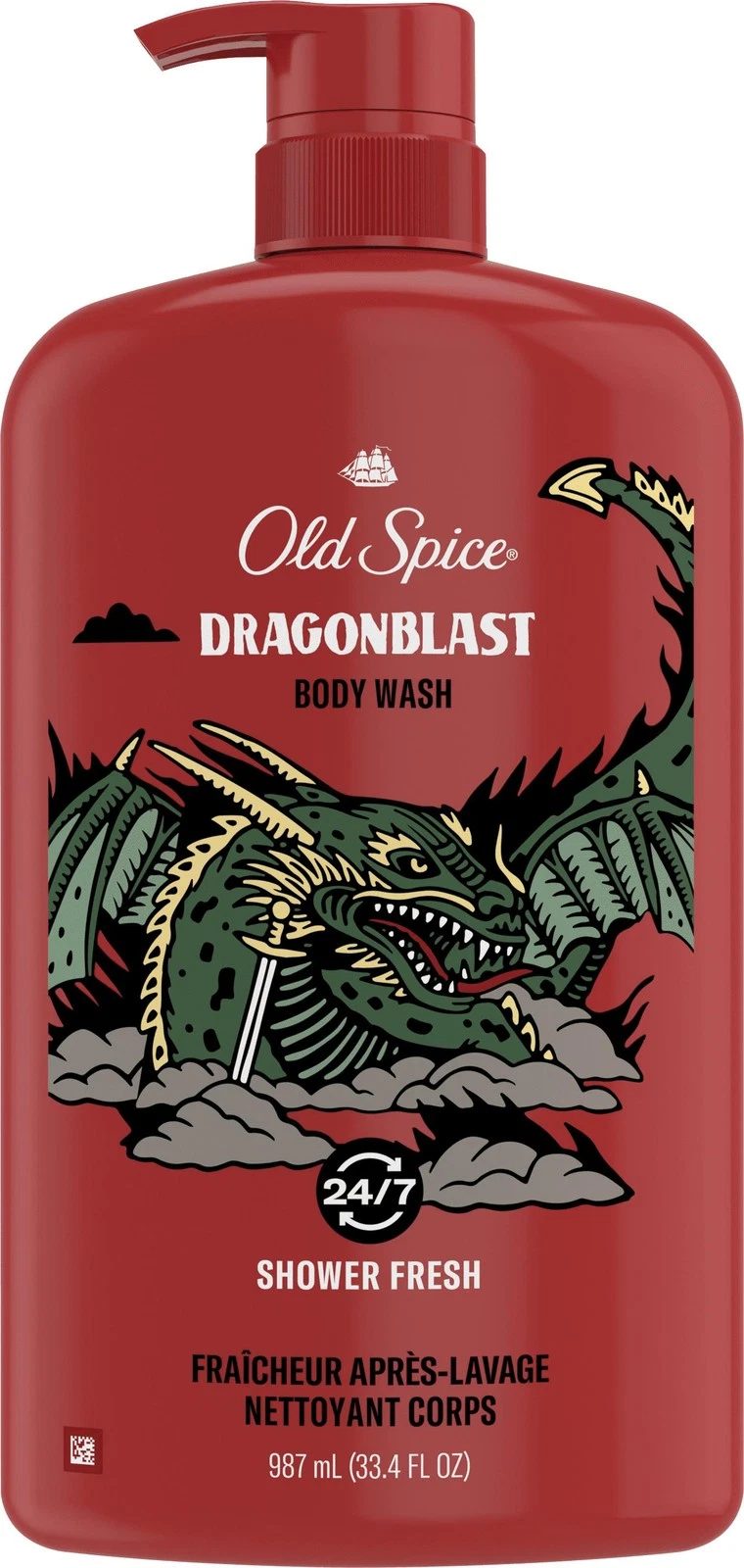 Old Spice Dragonblast red body wash for men, 987ml pump bottle
