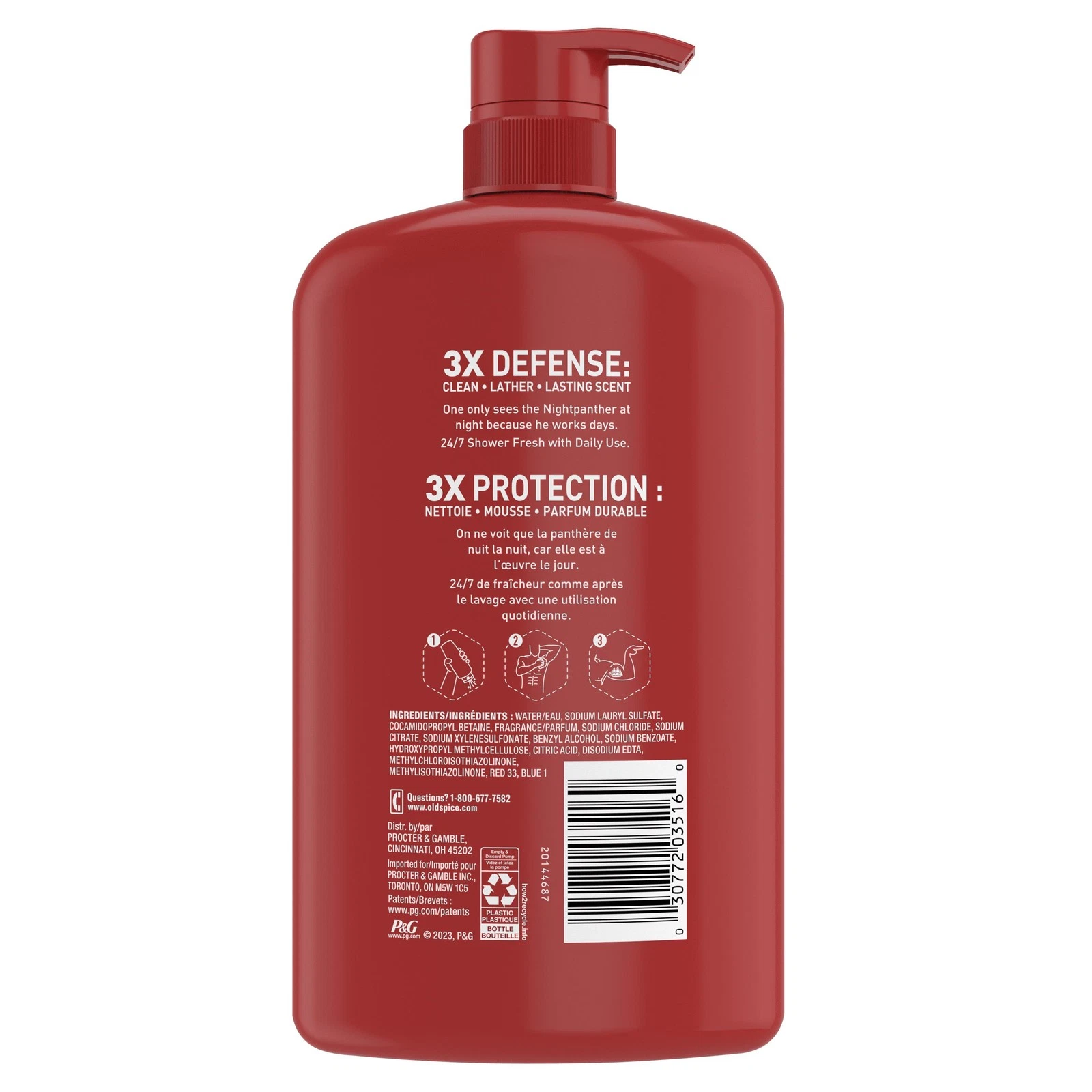 Old Spice NightPanther red body wash for men 987ml pump bottle