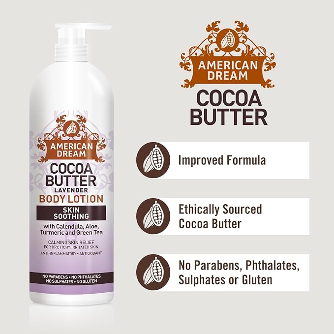 American Dream Cocoa Butter Lavender Body Lotion 473ml with pump dispenser