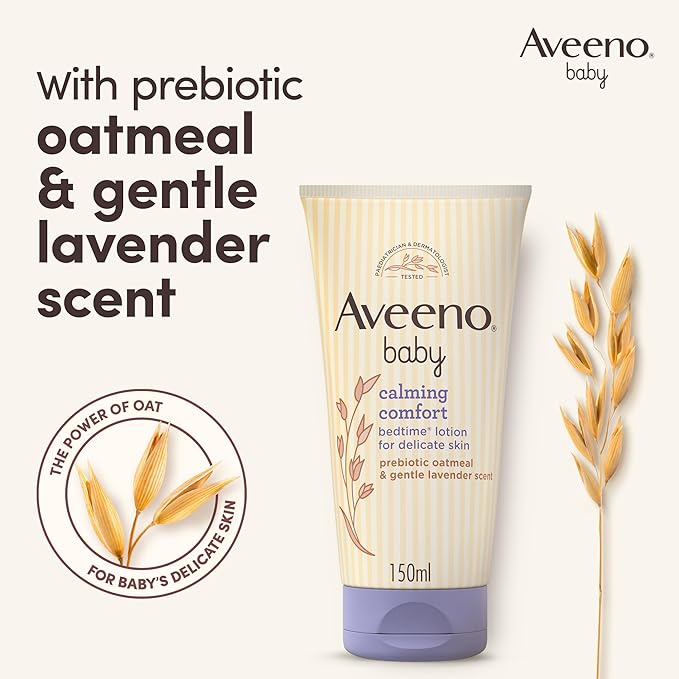 Aveeno Baby Calming Comfort Lotion 150ml with prebiotic oatmeal and lavender