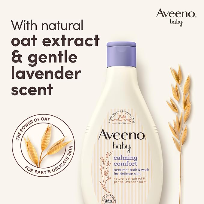 Aveeno Baby Calming Comfort Bedtime Bath & Wash 250ml bottle with lavender