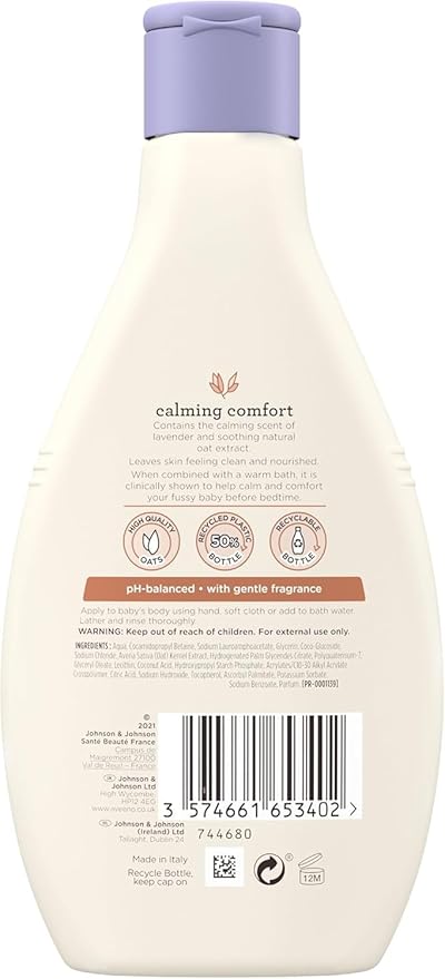 Aveeno Baby Calming Comfort Bedtime Bath and Wash 250ml bottle with lavender scent