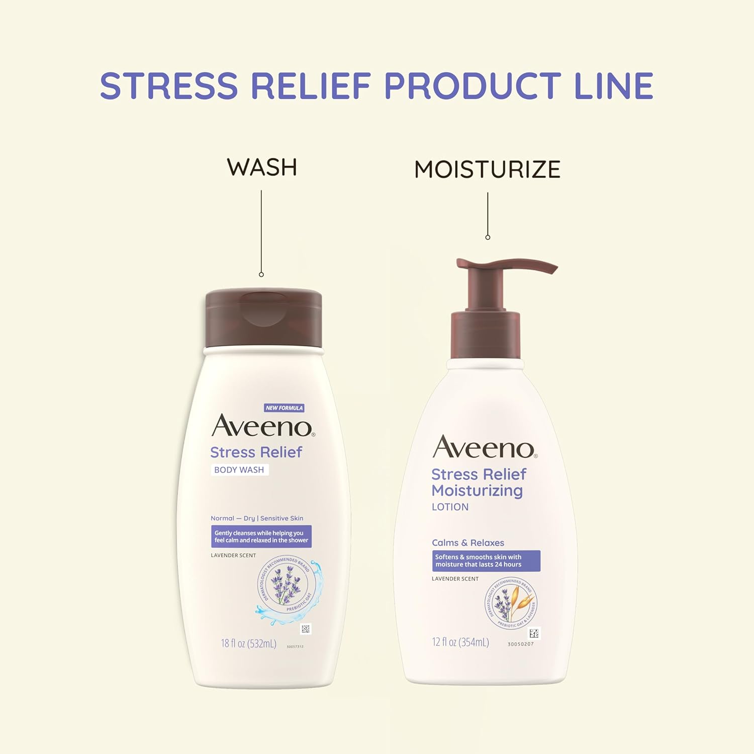 Aveeno Stress Relief Moisturizing Lotion 975ml pump bottle lavender scent