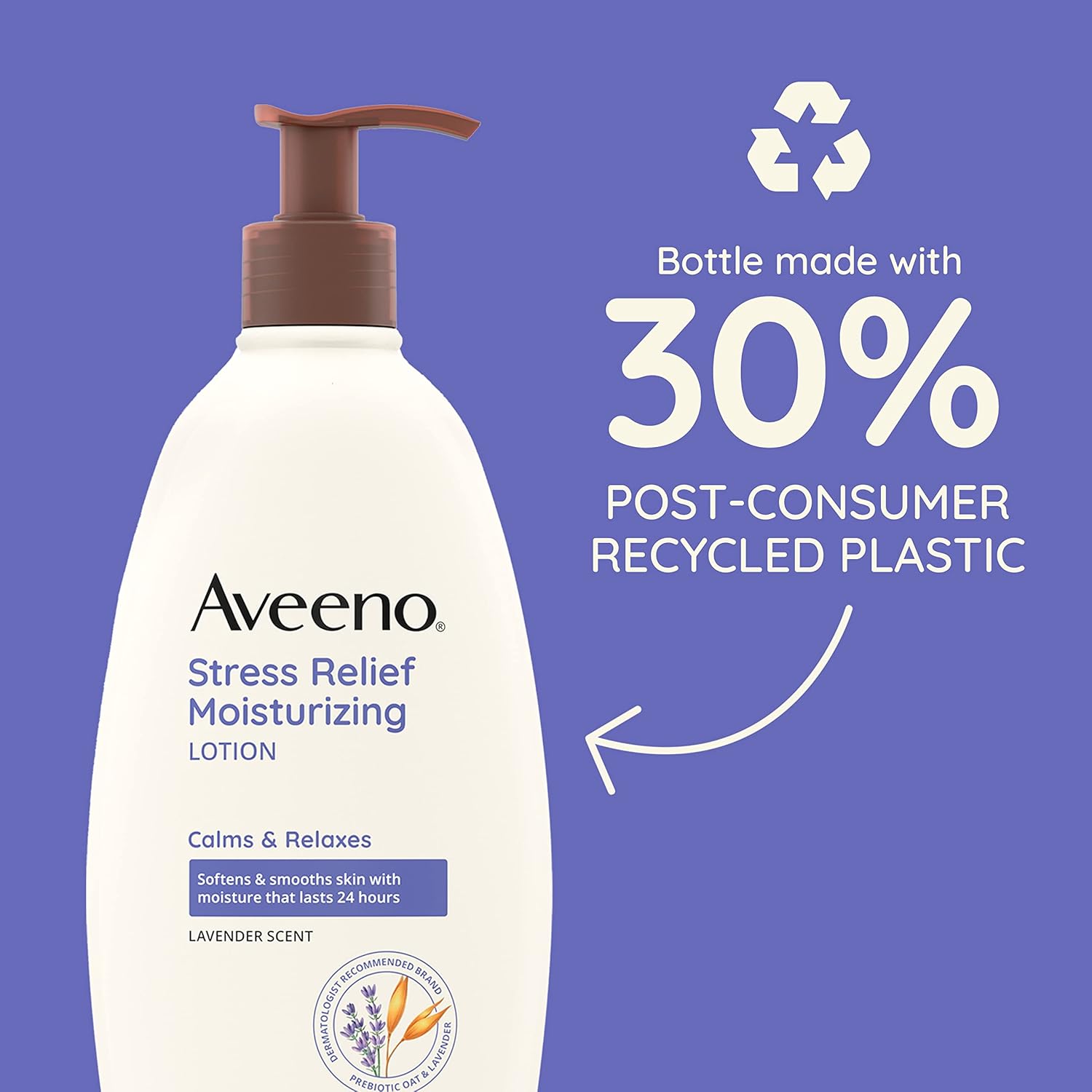 Aveeno Stress Relief Moisturizing Lotion 975ml pump bottle with lavender scent