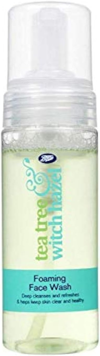 Boots Tea Tree & Witch Hazel foaming face wash 150ml pale green bottle