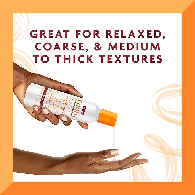 Cantu Shea Butter Super Shine Hair Silk 180ml bottle with orange cap