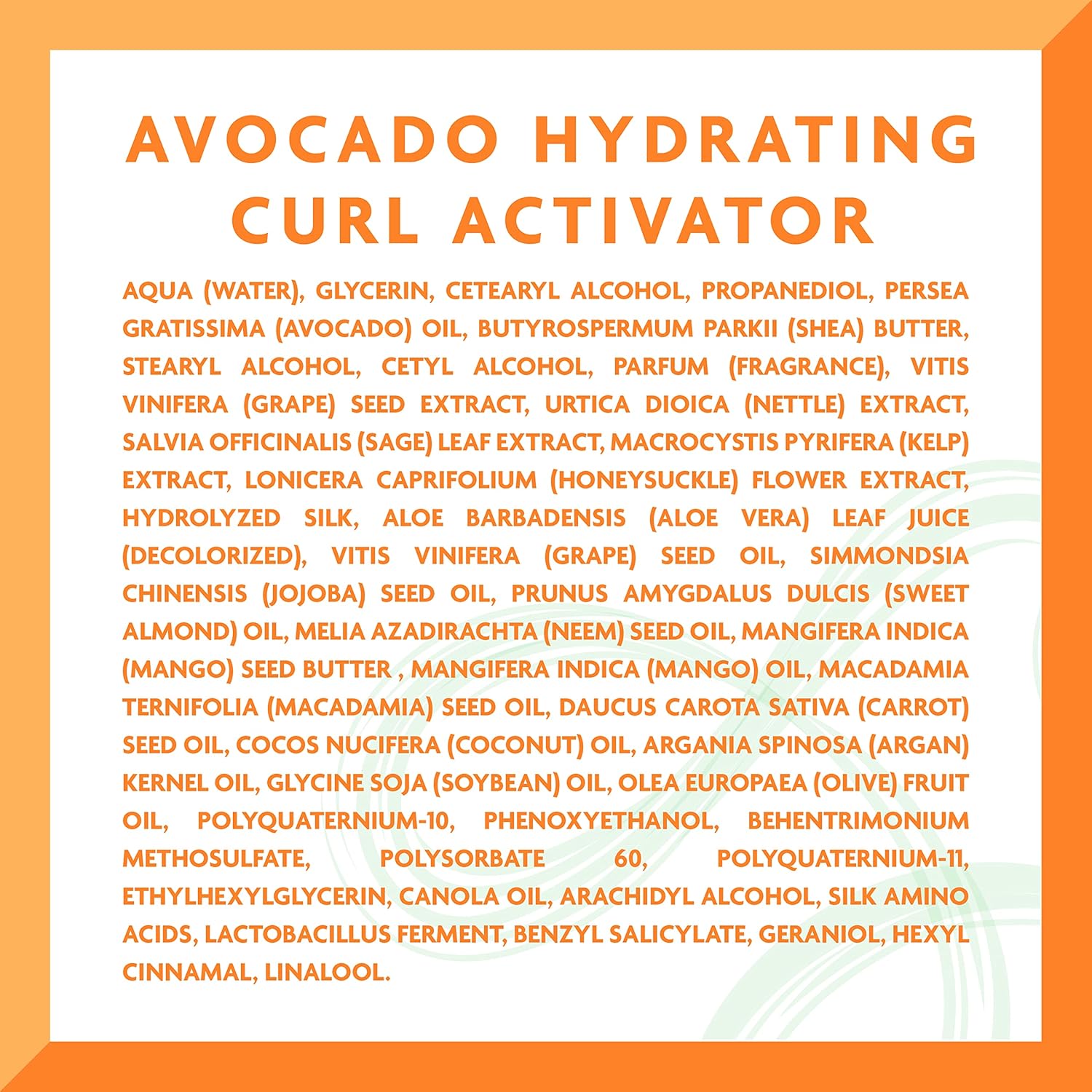 Cantu Avocado Hydrating Curl Activator Cream 400ml product ingredients label