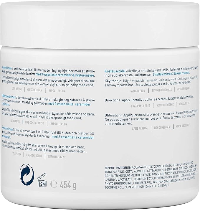 CeraVe Moisturising Cream for dry to very dry skin 454g jar