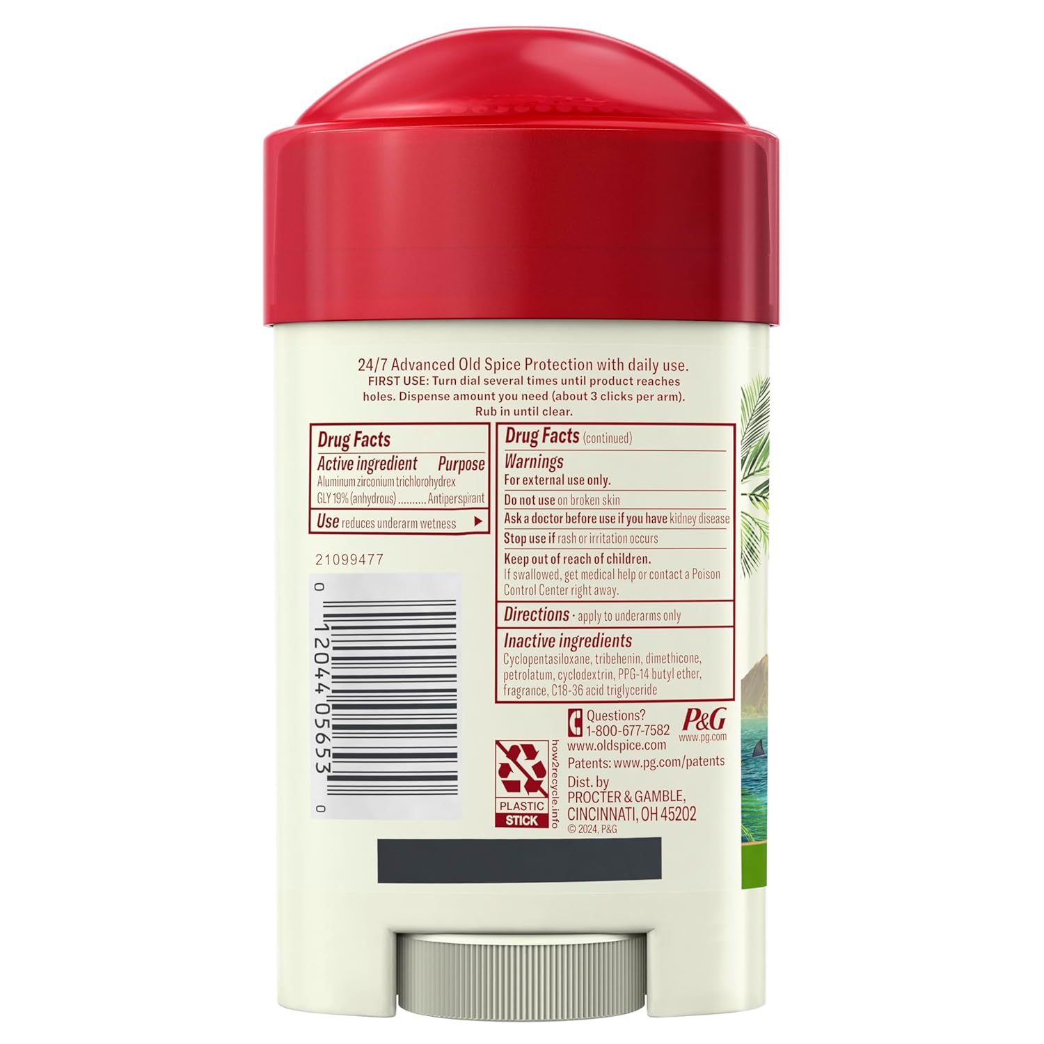 Old Spice Sweat Defense Fiji Antiperspirant Deodorant 73g stick with red cap