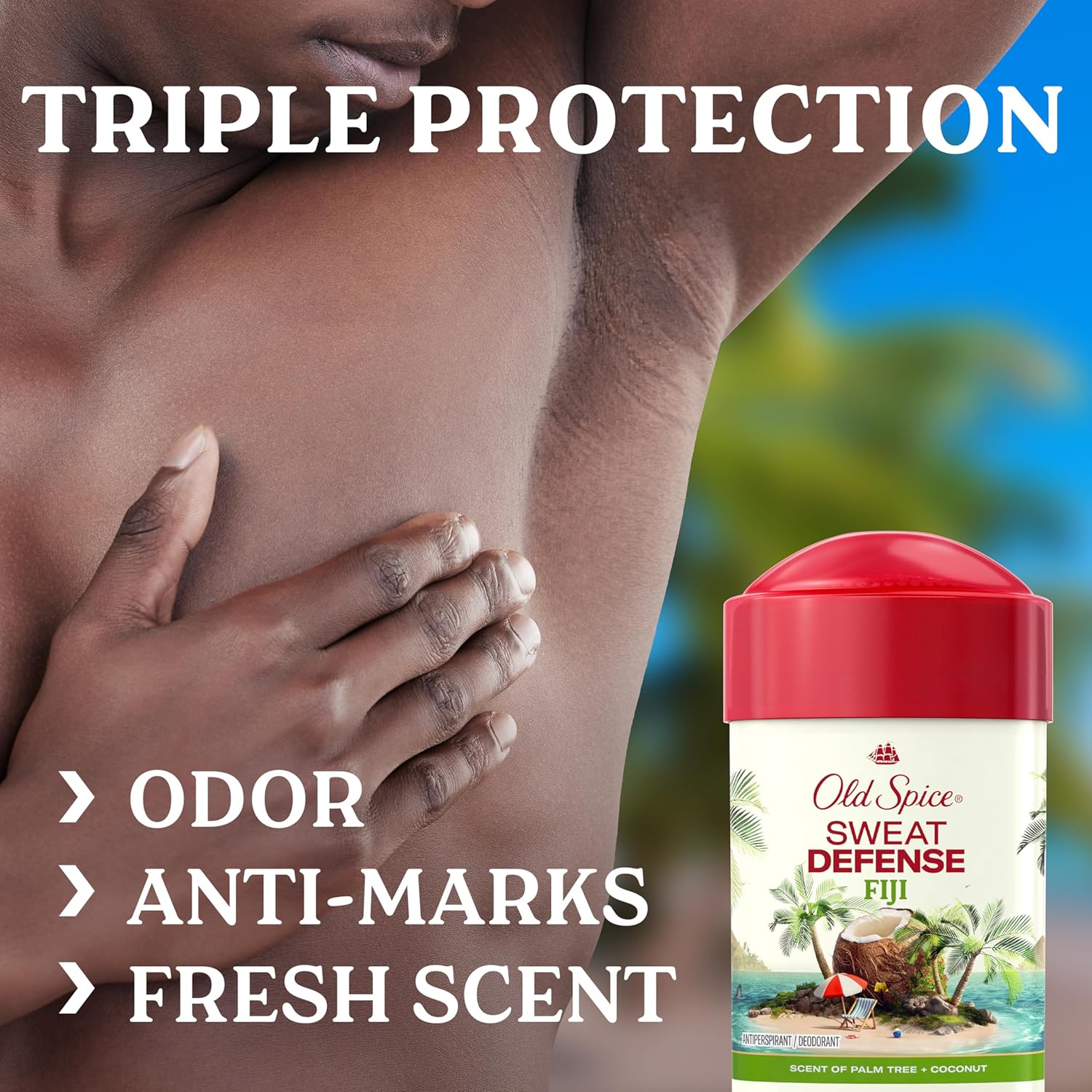 Old Spice Sweat Defense Fiji antiperspirant deodorant stick 73g red cap