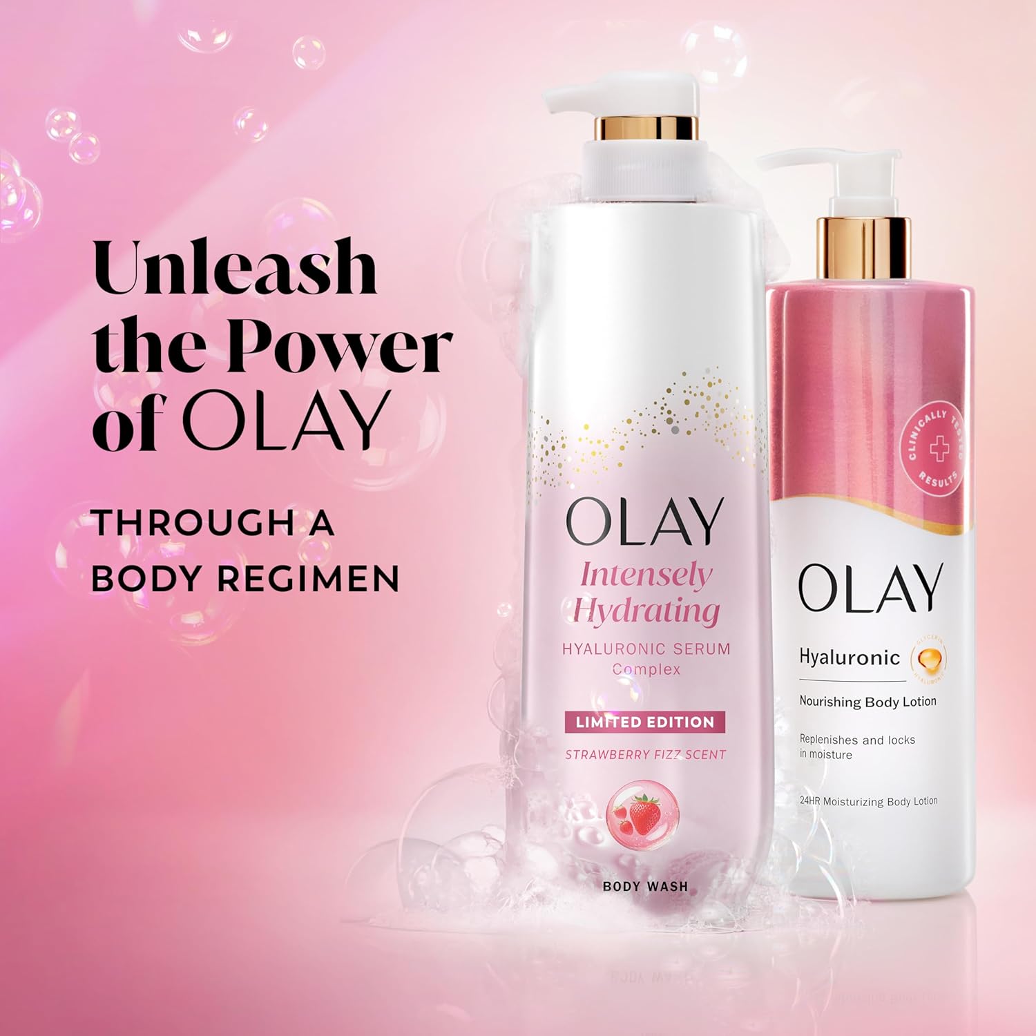 Olay Intensely Hydrating Body Wash Strawberry Fizz with Hyaluronic Serum Complex
