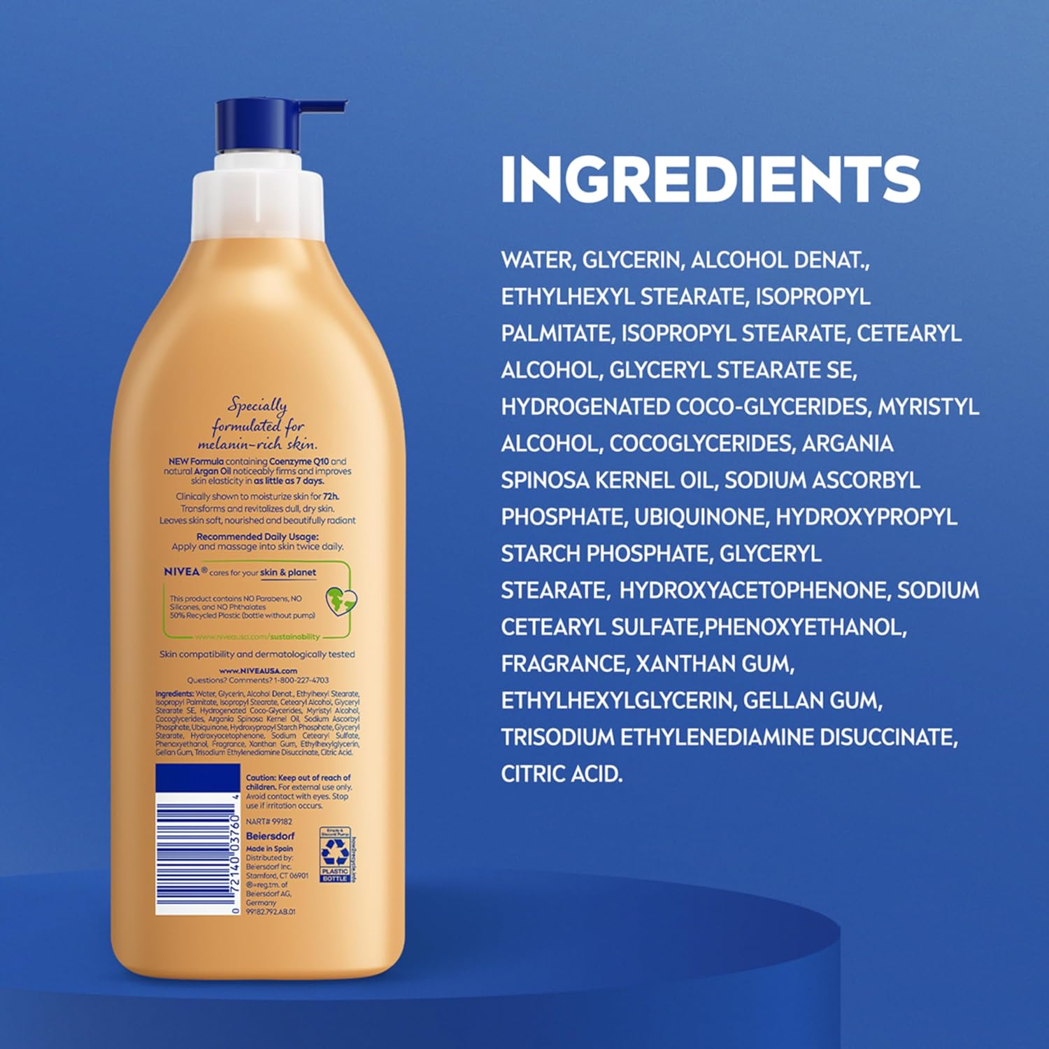 NIVEA Skin Firming Melanin Beauty & Hydration Body Lotion with pump dispenser