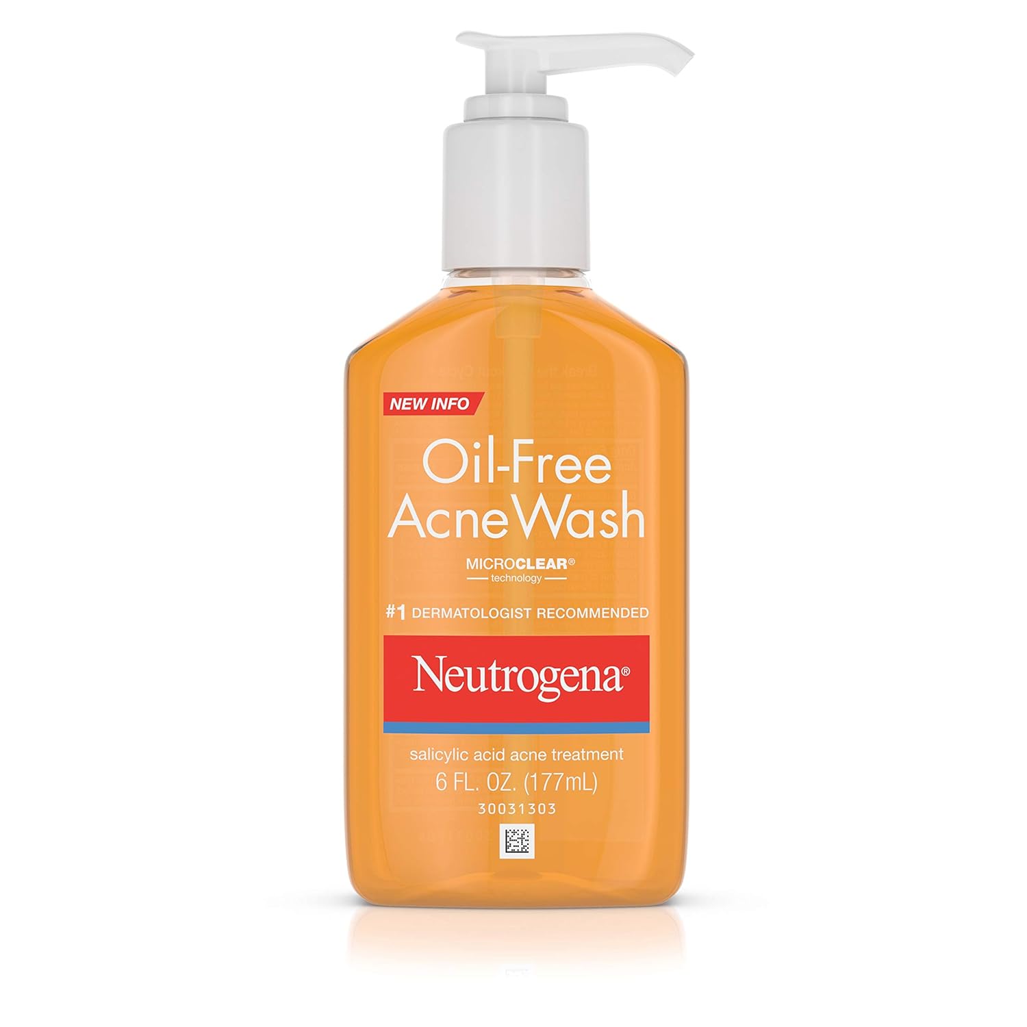 Neutrogena Oil-Free Acne Wash orange bottle 6 fl oz pump dispenser