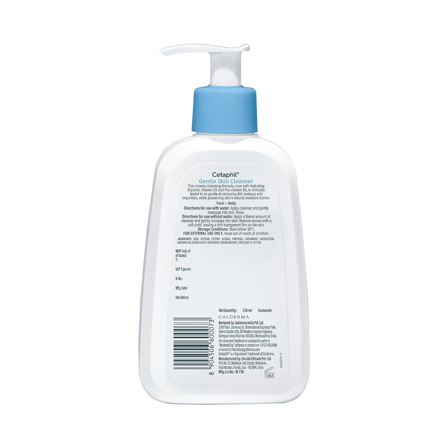 Cetaphil Gentle Skin Cleanser 236ml pump bottle for sensitive skin