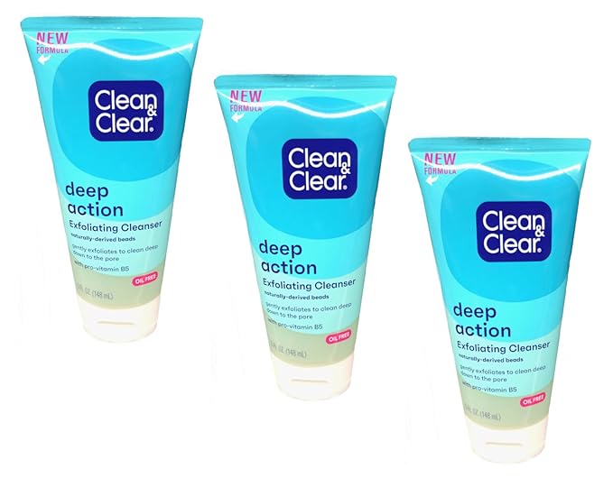 Clean & Clear Deep Action Exfoliating Cleanser 141g turquoise tube