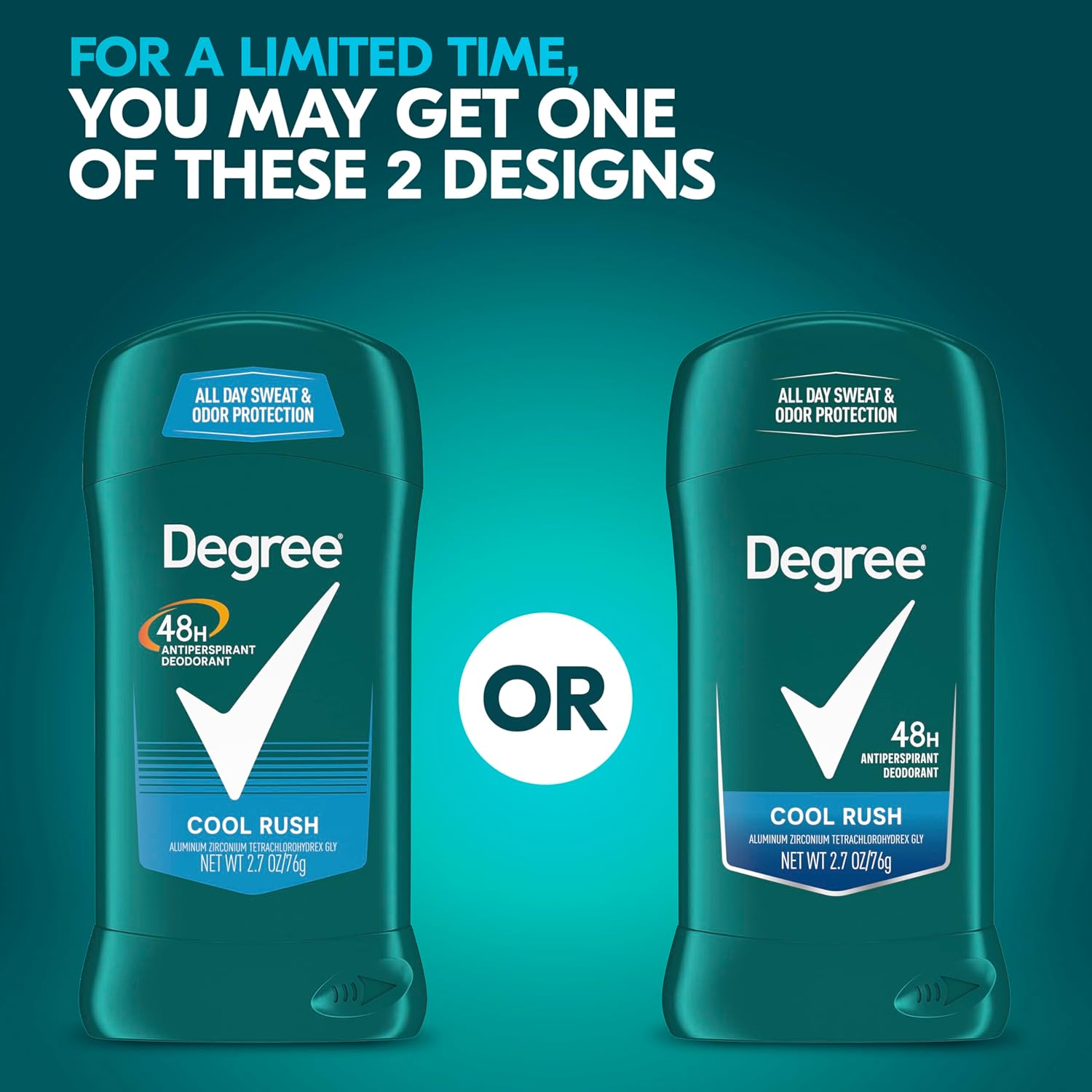 Degree Cool Rush 48-hour antiperspirant deodorant for men, 2.7 oz stick