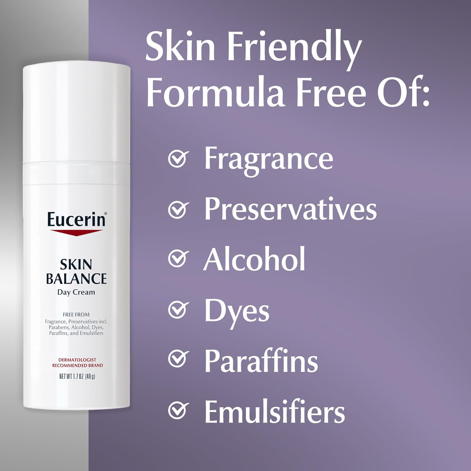 Eucerin Skin Balance Day Cream white bottle 1.7 oz sensitive skin moisturiser