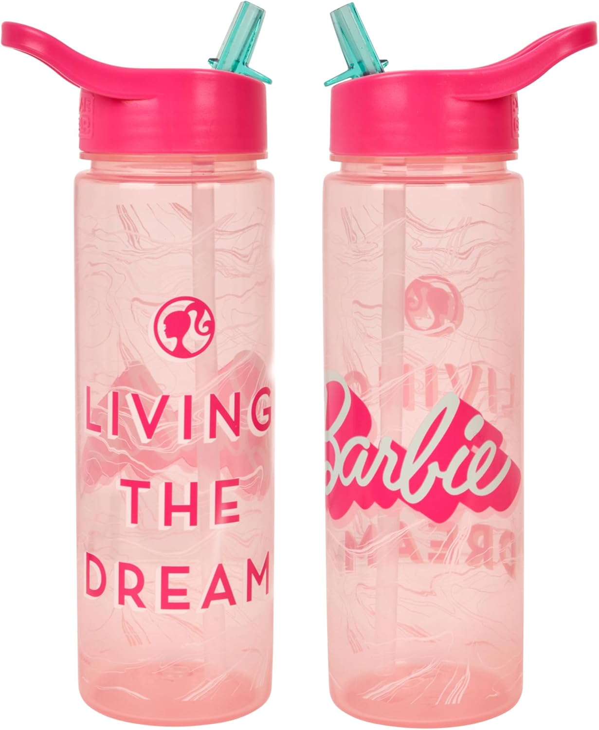 Polar Gear Barbie Dream 600ml pink water bottle with turquoise straw cap