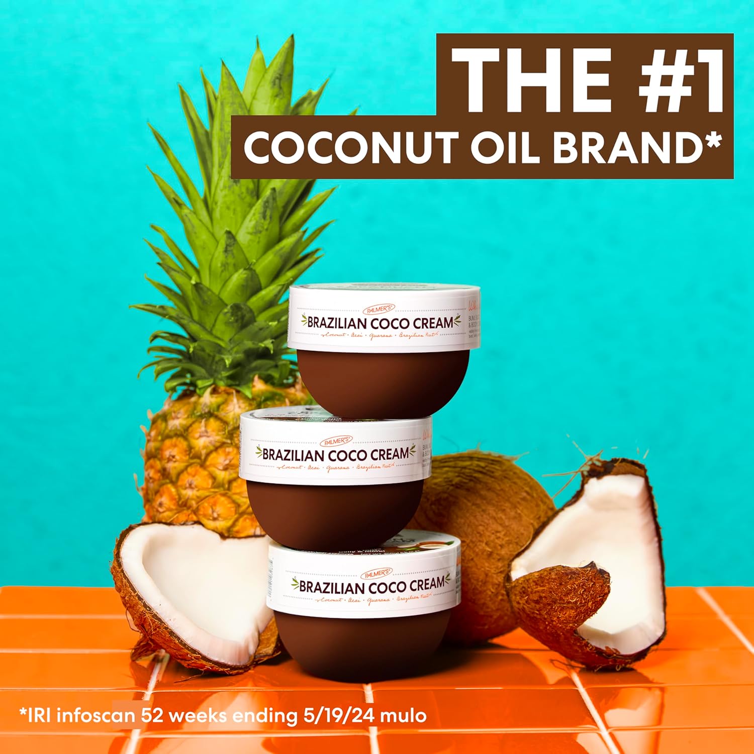 Palmer's Brazilian Coco Whipped Body Cream 250g jars with coconut ingredients