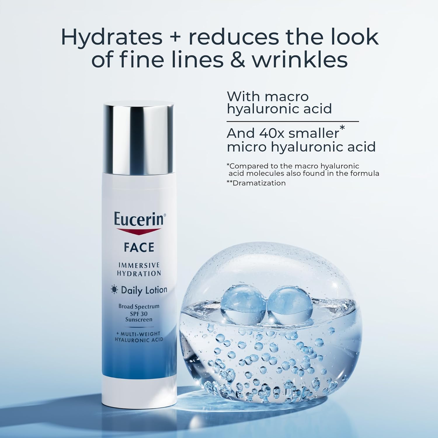Eucerin Immersive Hydration Daily Lotion 2.5 fl oz with SPF 30 sunscreen bottle