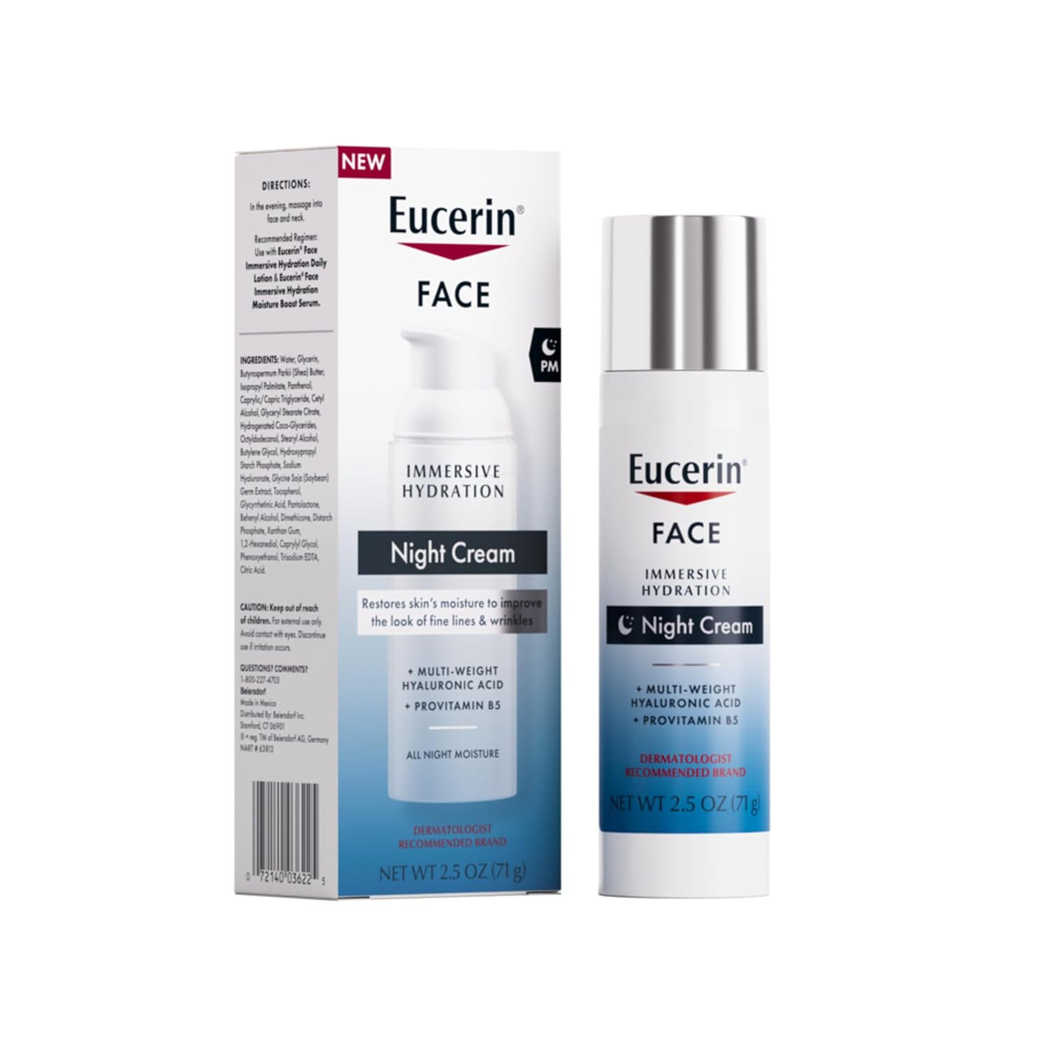 Eucerin Immersive Hydration Night Cream 2.5oz with hyaluronic acid and provitamin B5