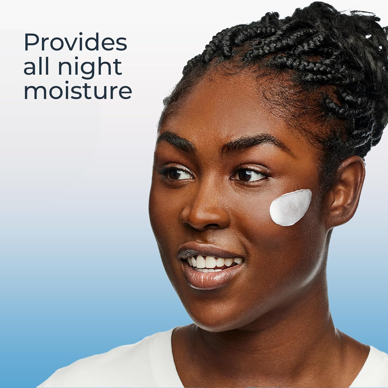 Eucerin Immersive Hydration Face Night Cream 2.5oz jar with white moisturiser swatch