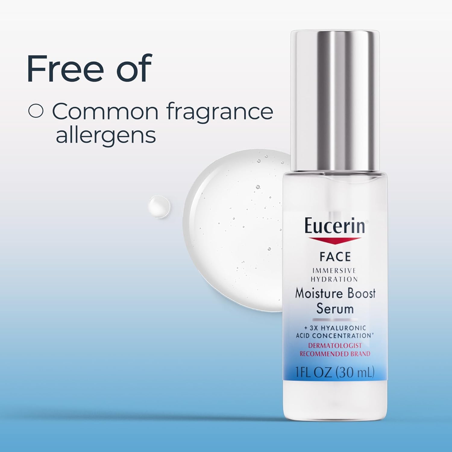 Eucerin Face Immersive Hydration Moisture Boost Serum 30ml bottle with silver cap