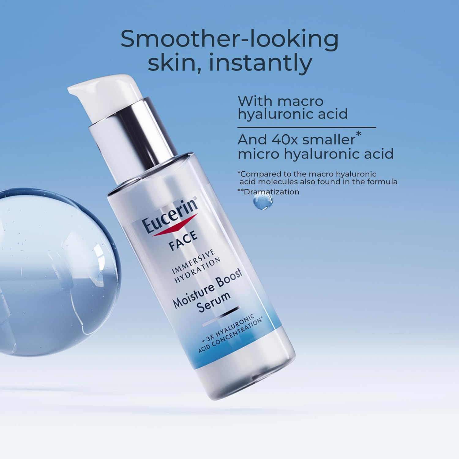 Eucerin Immersive Hydration Moisture Boost Serum 30ml bottle with pump dispenser