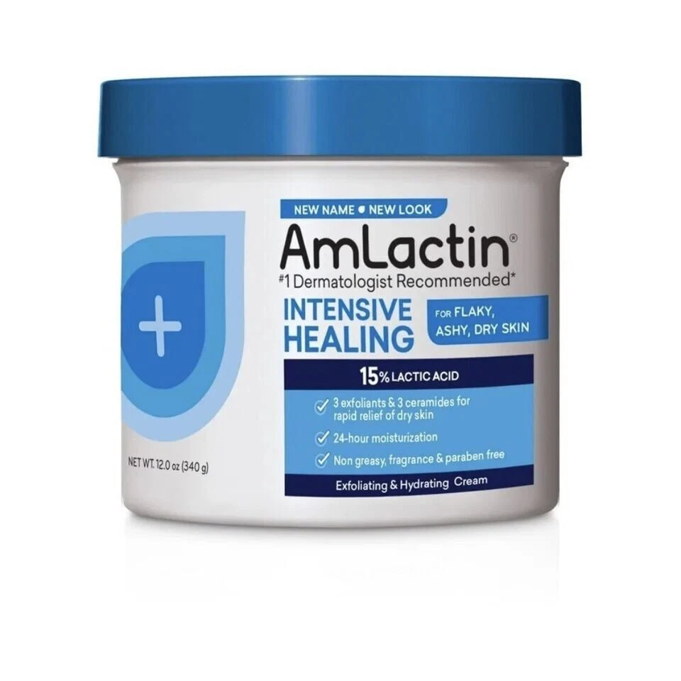 AmLactin Intensive Healing body cream 12 oz with 15% lactic acid for dry skin