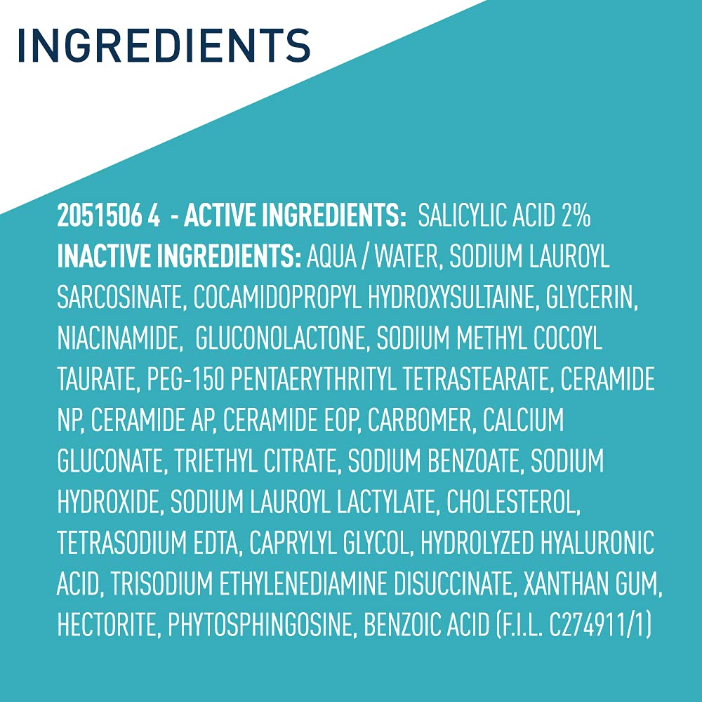 CeraVe Acne Control Cleanser 16 fl oz bottle with ingredients list displayed