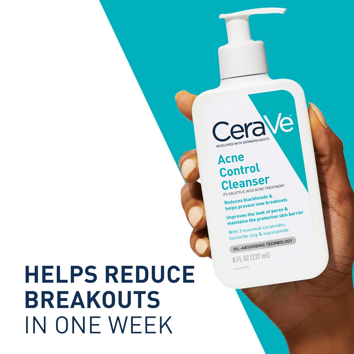 CeraVe Acne Control Cleanser 16 fl oz white pump bottle with salicylic acid