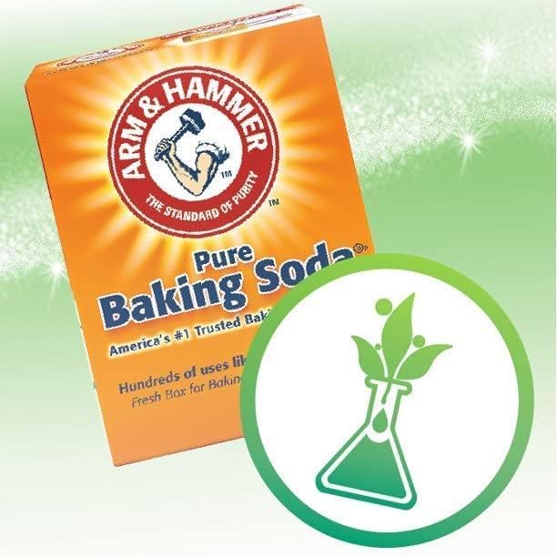 I notice the image shows Arm & Hammer Pure Baking Soda, not the Arm & Hammer Essentials Natural Deodorant mentioned in the product name field. I'll describe what's actually visible in the image:

Arm & Hammer Pure Baking Soda box with iconic orange packaging